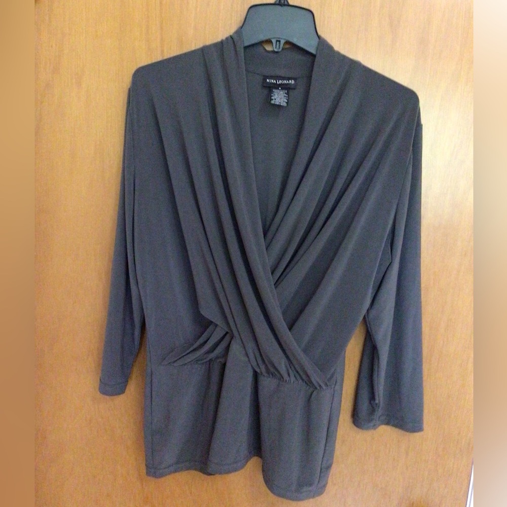 Nina Leonard Crossover Blouse